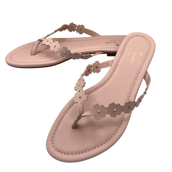 Kate Spade Pink Daisy Thong Sandals Flats 9 Summer Party Resortwear Cruisewear - Picture 3 of 4